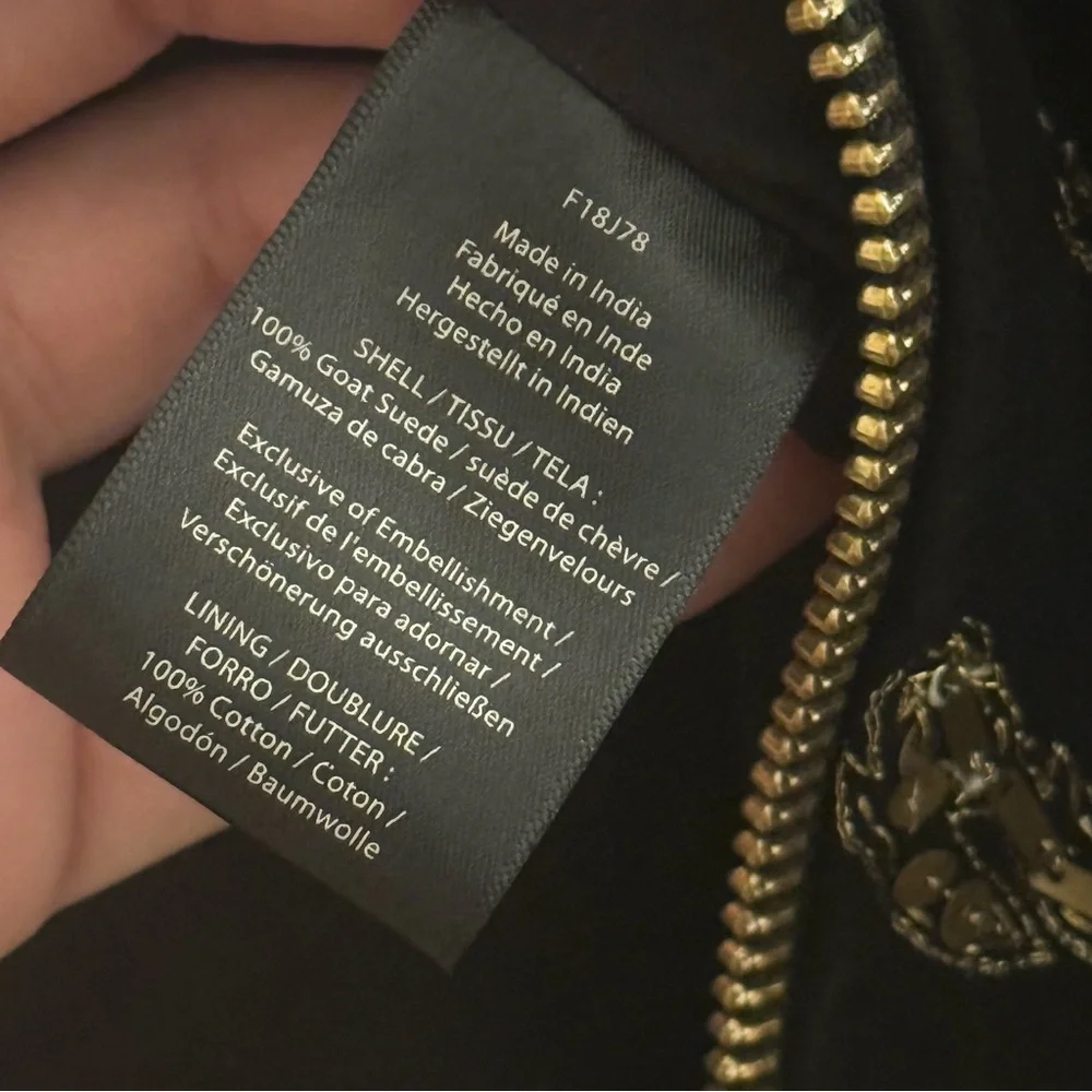Gold Embellished Black Suede and Gold Women's Jacket - Picture 10 of 10